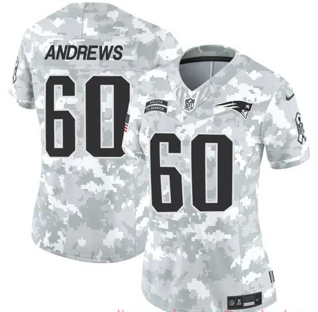 Womens New England Patriots #60 David Andrews 2024 F.U.S.E Arctic Camo Salute To Service Limited Stitched Jersey Dzhi